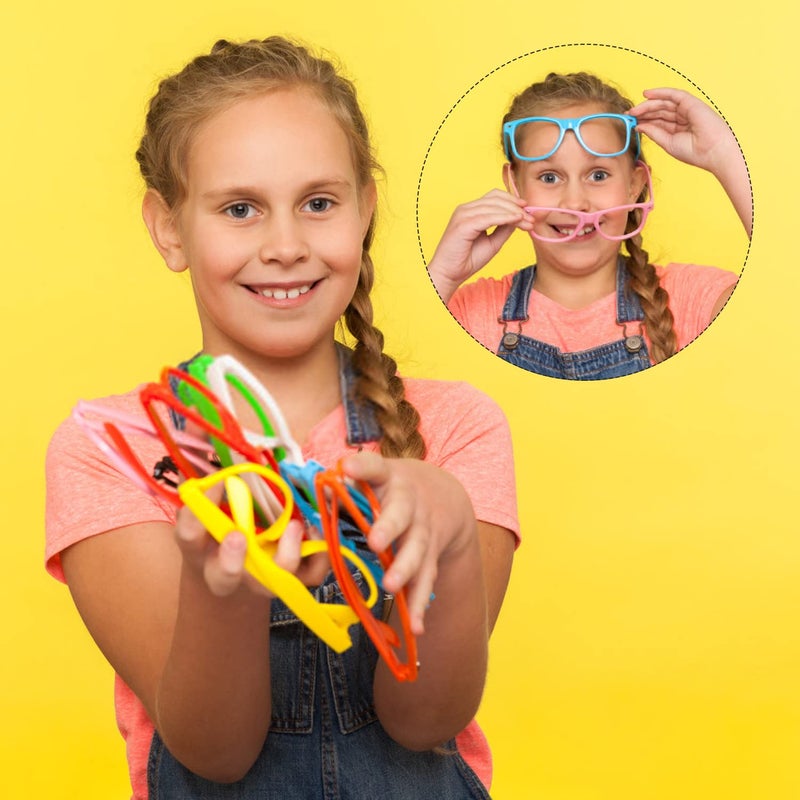Pibupibu 8 Pack Neon Kids NO Lens Pretend Frame Glasses, Colorful Costume Glasses for Boys Girls Birthday Party Favors - Image 4